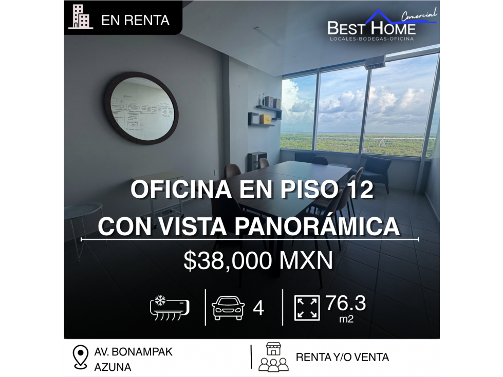 Oficina en renta/venta de 76 m2 en corporativo Azuna, Cancún - 1