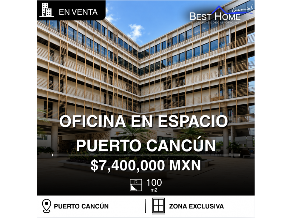 Oficina de 100 m2 en venta en Plaza Espacio, Puerto Cancún - 1