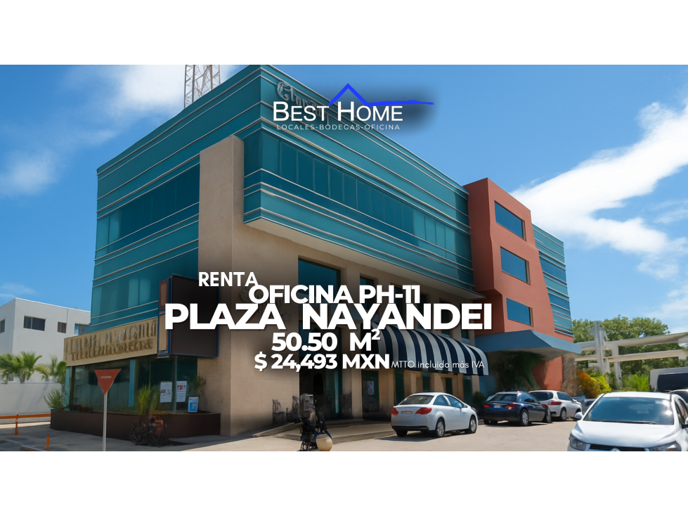 Se renta oficina ph-11 de50.50 m2 plaza nayandei, cancún
