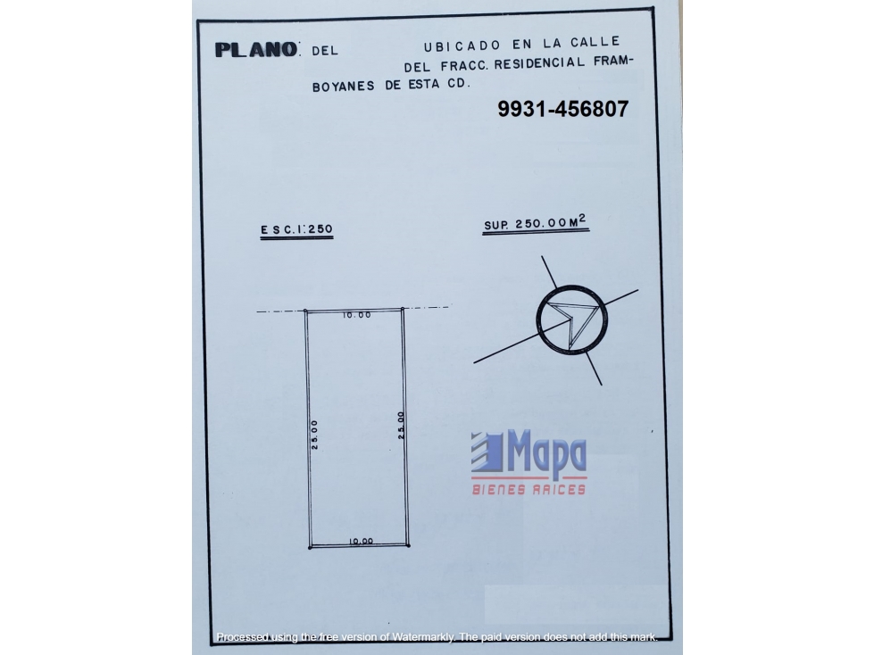 250 M2 Terreno en Venta 10 Mts. Frente 25 Mts. Fracc. Framboyanes - 2