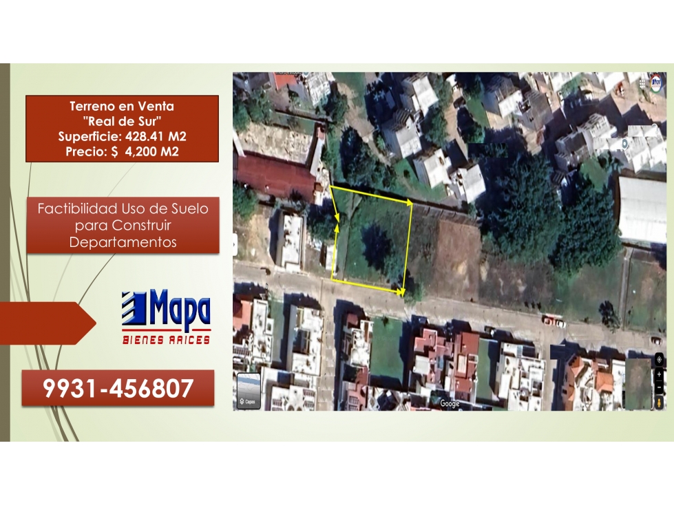 Terreno en Venta Superficie 428.41 M2 P/Construir Deptos. Real del Sur - 2
