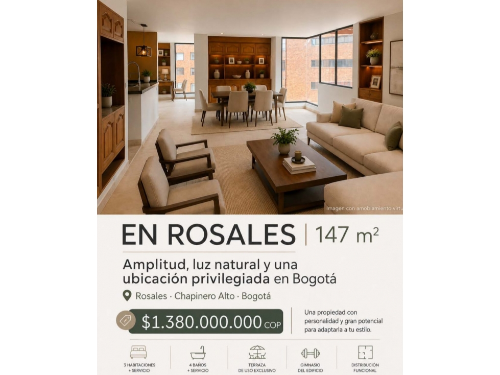 GIA 366. Apartamento en venta, Los Rosales Chapinero alto, Bogota — foto 2
