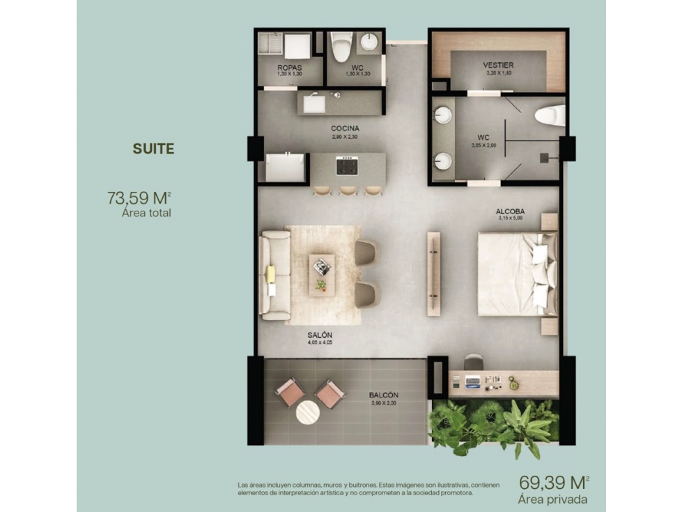 Venta o Renta Apartamento, Sector La Fe, El Retiro - 73 m2 — foto 2