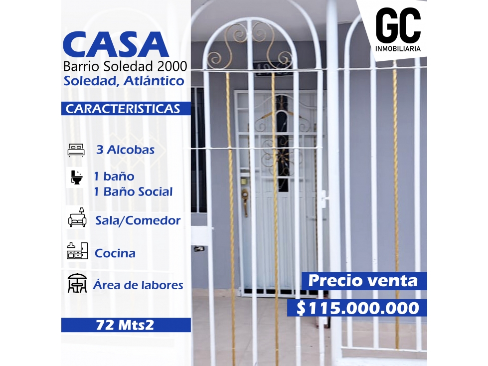 Se vende casa Barrio soledad 2000-Soledad - 1