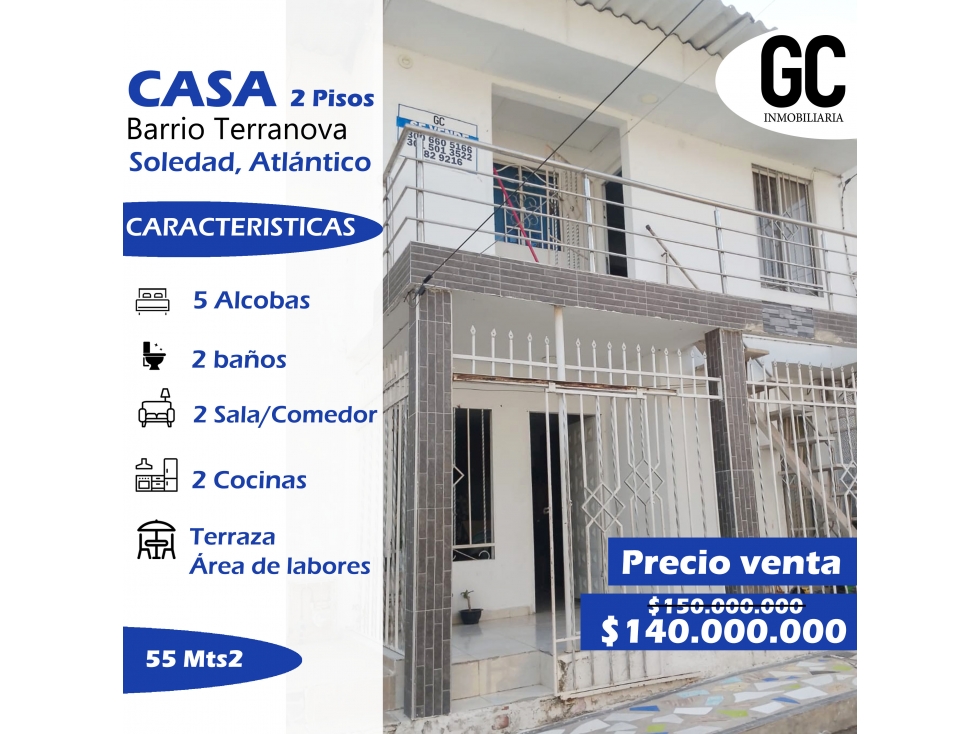 Se vende casa 2 pisos - Barrio Terranova - Soledad - 1