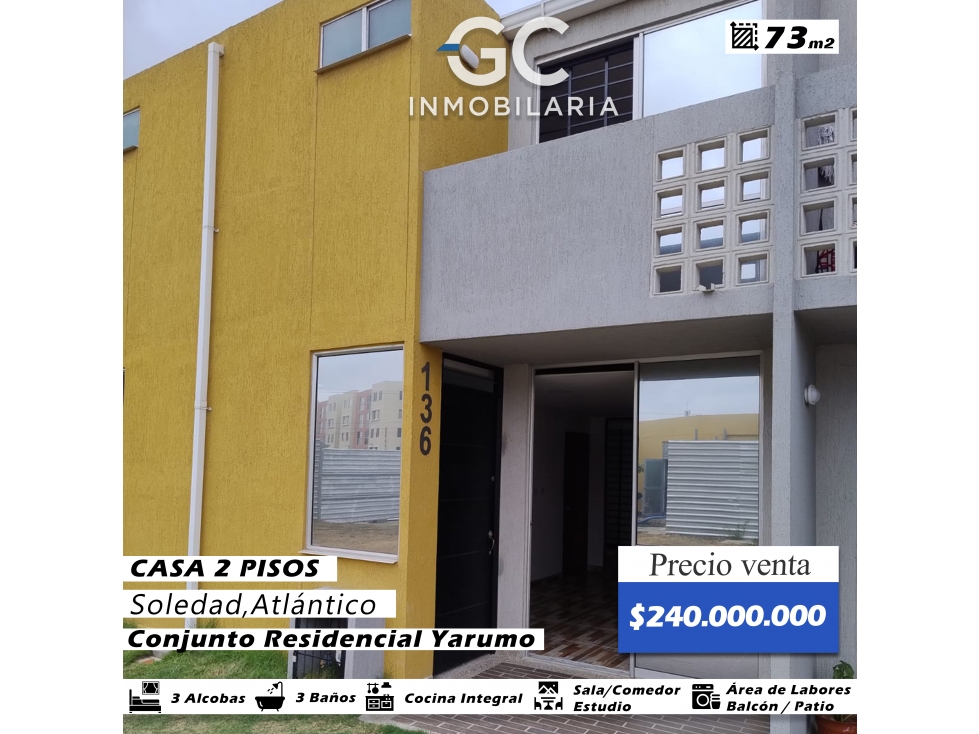 Se vende casa 2 pisos conjunto residencial Yarumo