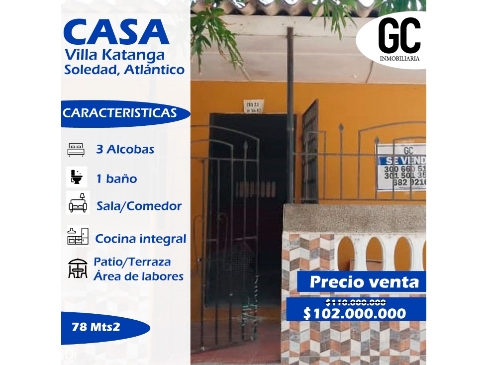 Se vende casa Villa Katanga - Soledad - 1