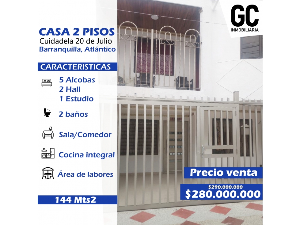 Se vende casa 2 pisos - Ciudadela 20 de julio - Barranquilla