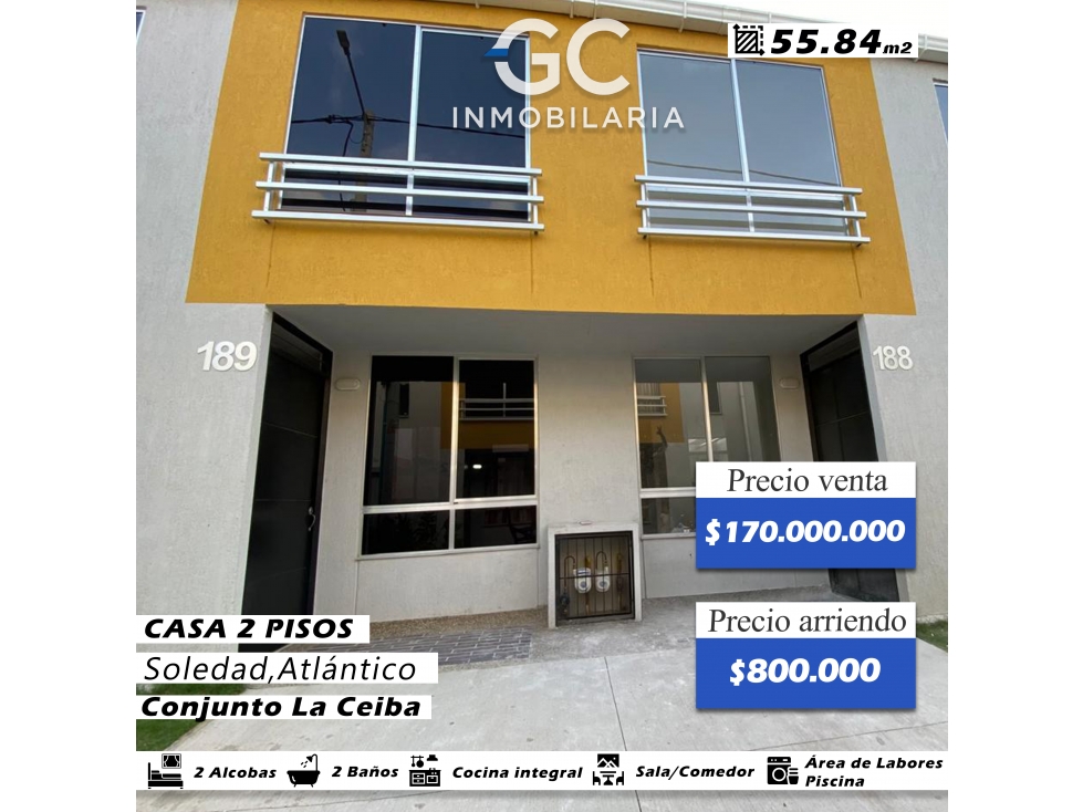 Se vende o se arrienda casa 2 pisos Conjunto la ceiba