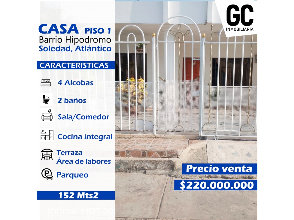 Se vende casa píso 1 - Barrio Hipodromo - Soledad - 1