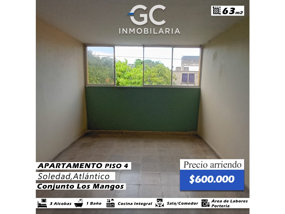 Se arrienda apartamento piso 4 Conjunto los mangos - soledad