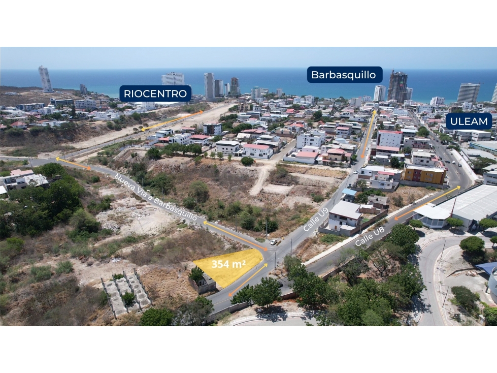 Terreno en venta en Manta | Ciudadela Universitaria, 354 m² esquinero