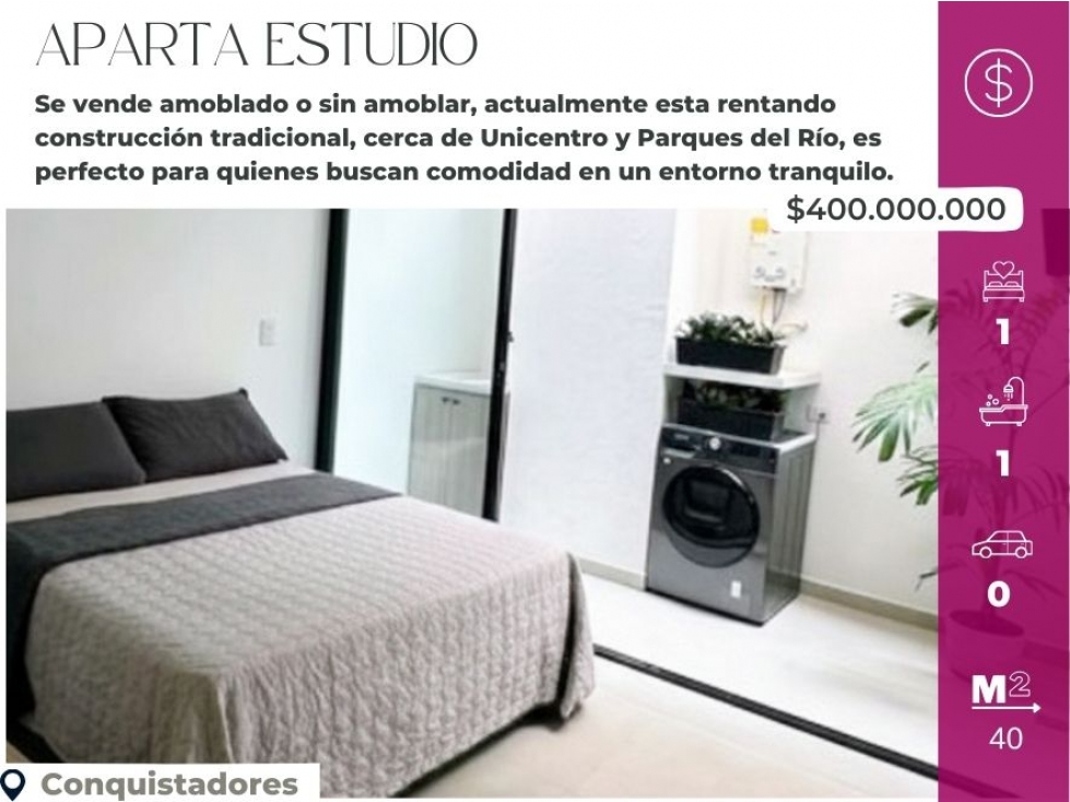 Apartaestudio en venta en conquistadores