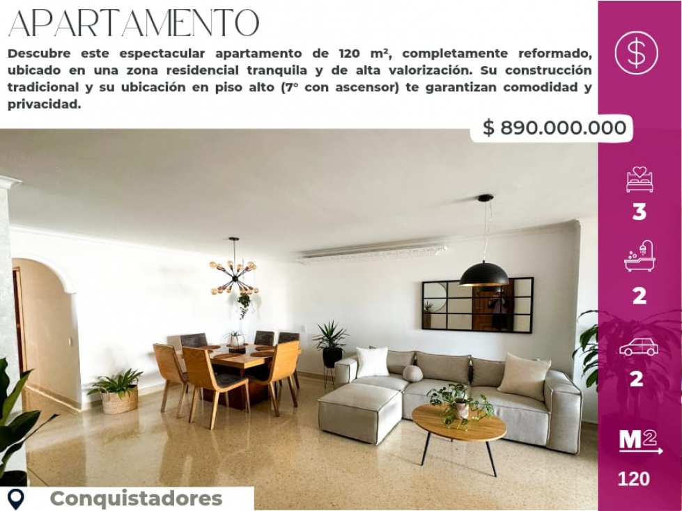 Apartamento remodelado con amplios espacios y ubicación inmejorable