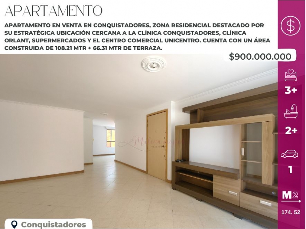 Apartamento en venta en conquistadores medellín con terraza