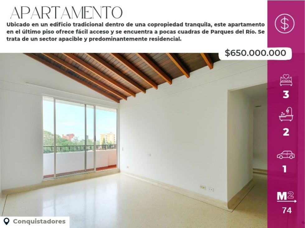 Apartamento en venta último piso, en conquistadores