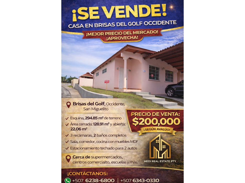 SE VENDE Casa en Brisas del Golf