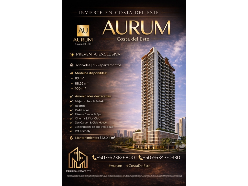 PREVENTA AURUM Costa del Este Panamá