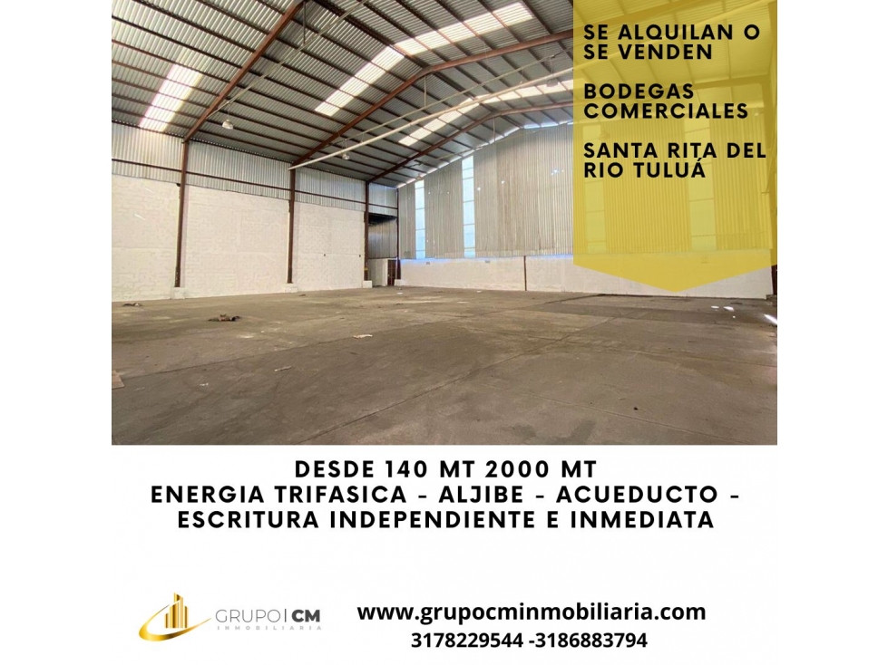 SE VENDE BODEGAS COMERCIALES SANTA RITA DEL RIO - 1