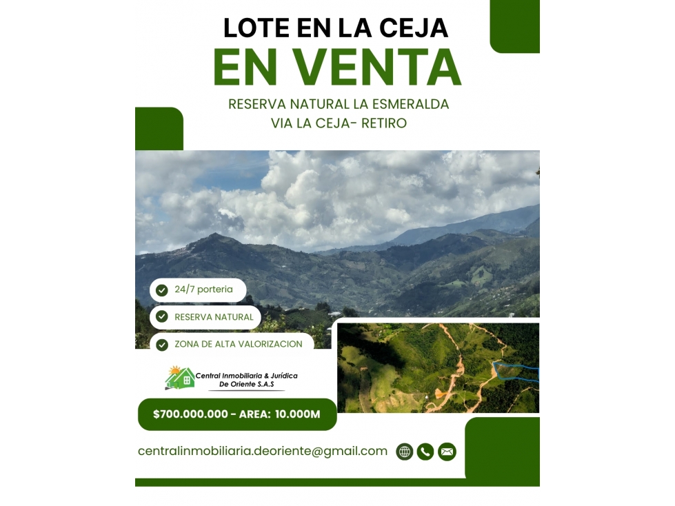 LOTE EN VENTA RESERVA NATURAL LA ESMERALDA