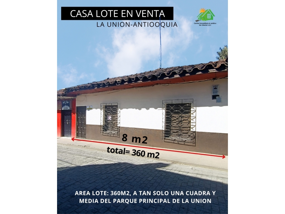 VENDO CASA-LOTE EN LA UNION, A TAN SOLO CUADRA Y MEDIA DEL PARQUE PPAL