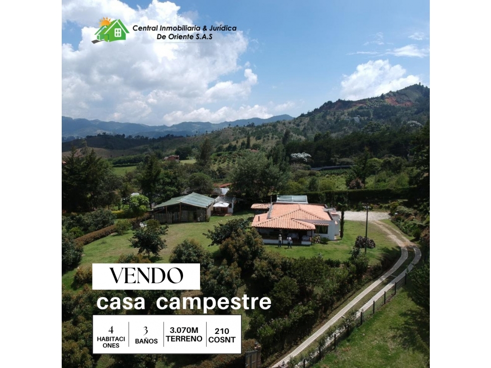 VENDO ESPECTACULAR CASA CAMPESTRE EN SAN NICOLÁS LA CEJA
