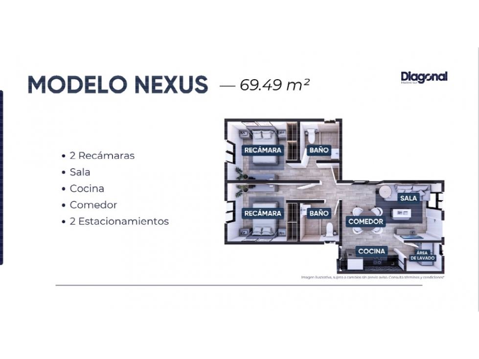 Departamento en Venta | Diagonal | 69.49 m² | 2 Recámaras - 5