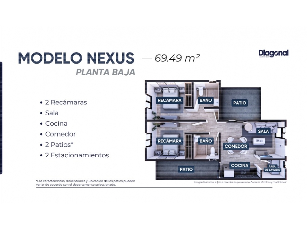 Departamento en Venta | Diagonal | 69.49 m² | 2 Recámaras - 6