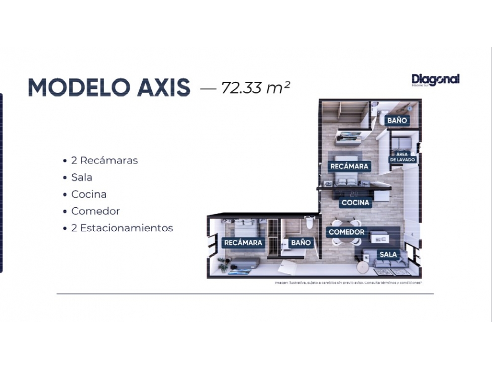 Departamento en Venta | Diagonal | 72.33 m² | 2 Recámaras - 5
