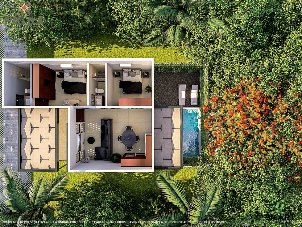 Villa de 2 recámaras en preventa en Conkal, Mérida, Yucatán