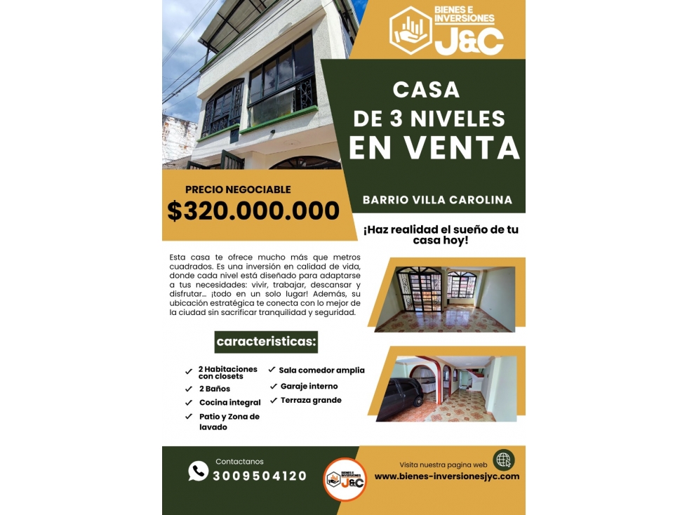 casa en venta en el barrio villa carolina, Armenia Quindio.