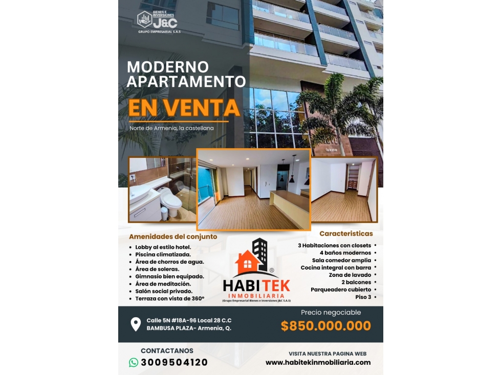 se vende apartamento, Barrio la Castellana, Norte de Armenia