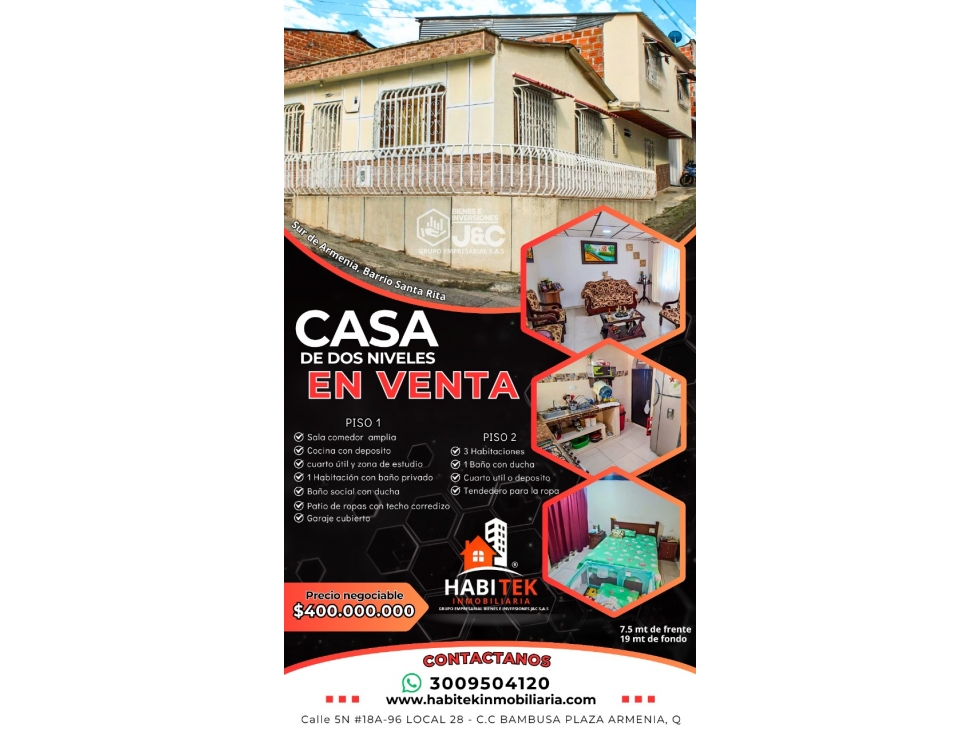 casa en venta barrio Santa Rita, Sur de Armenia