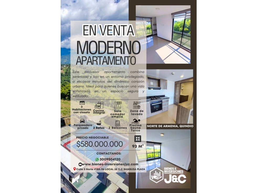 apartamento en venta Zonata, Norte de Armenia.