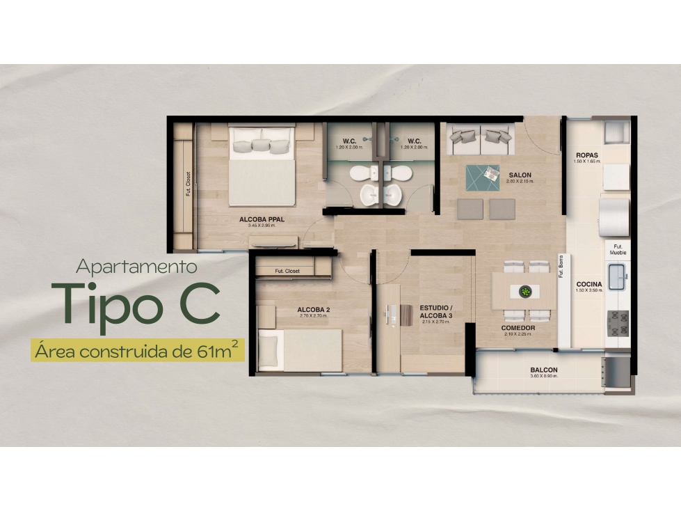 VENTA APARTAMENTO NUEVO EN ENVIGADO ANTILLAS CON PARQUEADERO Y ÚTIL — foto 4
