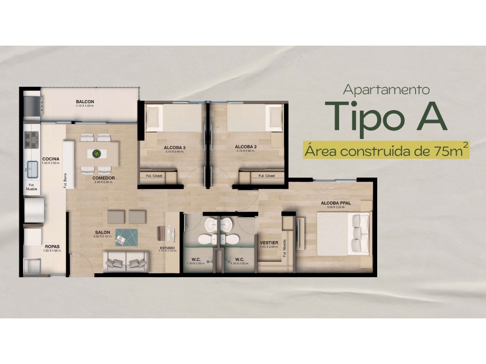 VENTA APARTAMENTO NUEVO EN ENVIGADO ANTILLAS CON PARQUEADERO Y ÚTIL — foto 4