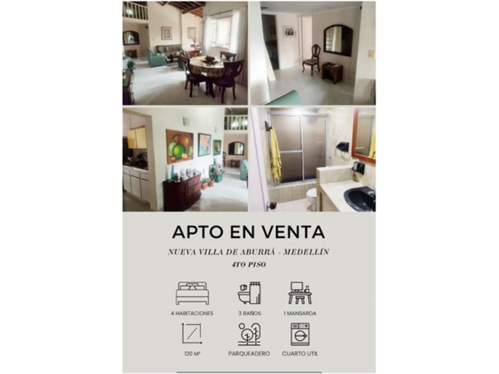 APARTAMENTO DE 120m2 EN VENTA EN BELEN - VILLA NUEVA DE ABURRA
