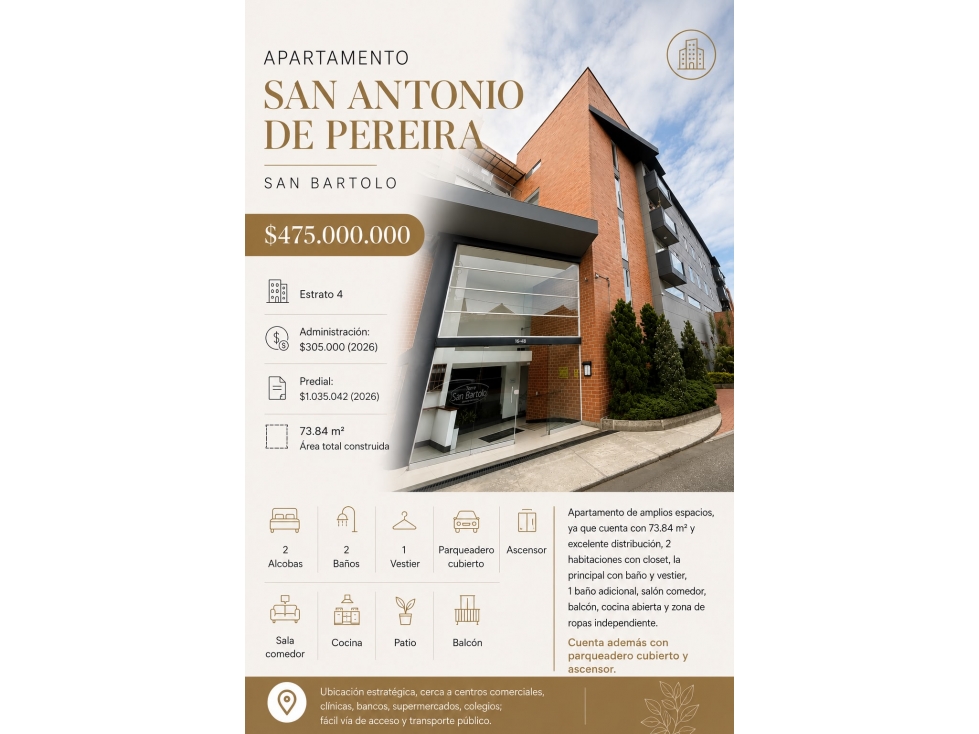 Venta de apartamento en San antonio de pereira 74 mts, Rionegro — foto 6