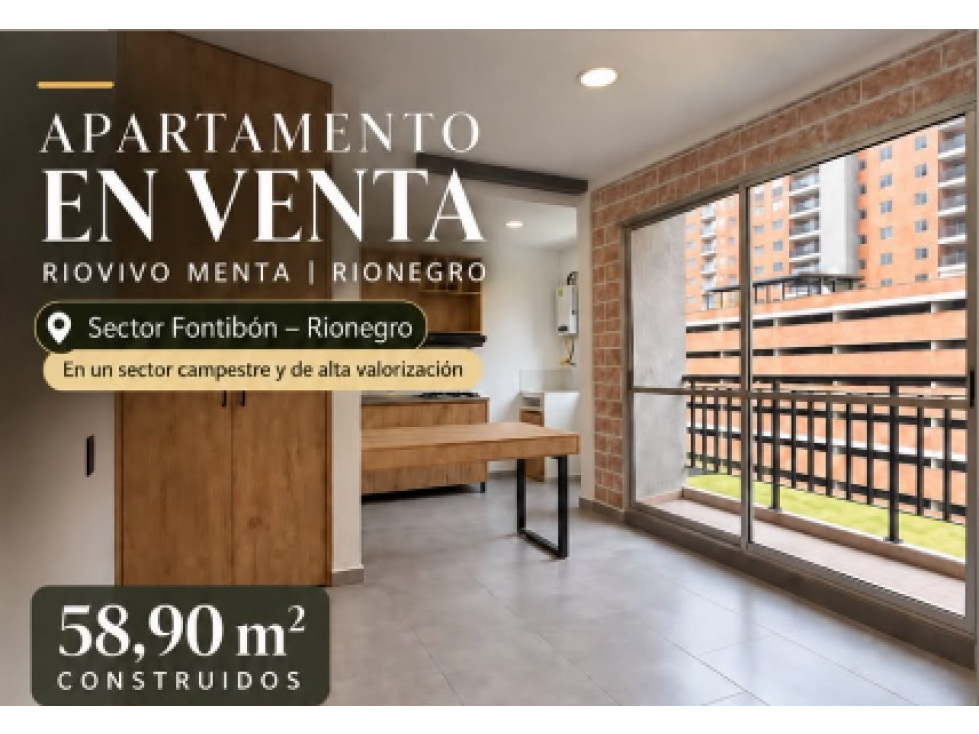 VENTA DE APARTAMENTO CON ACABADOS 2 ALCOBAS RIO VIVO MENTA
