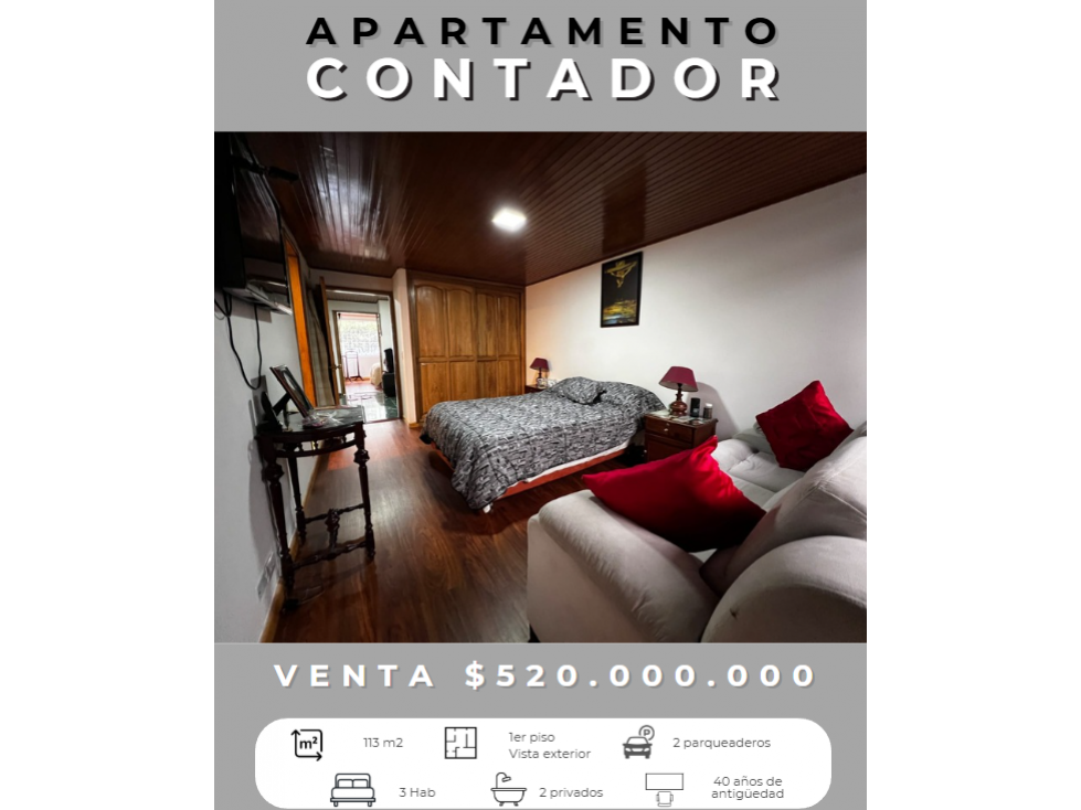 VENTA DE APARTAMENTO EN CONTADOR