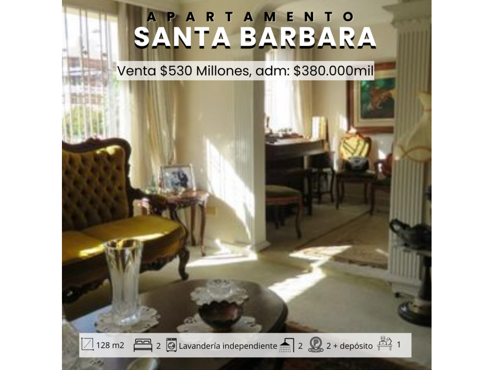 VENTA DE APARTAMENTO Y 27 m² DE PARQUEADERO EN SANTA BARBARA