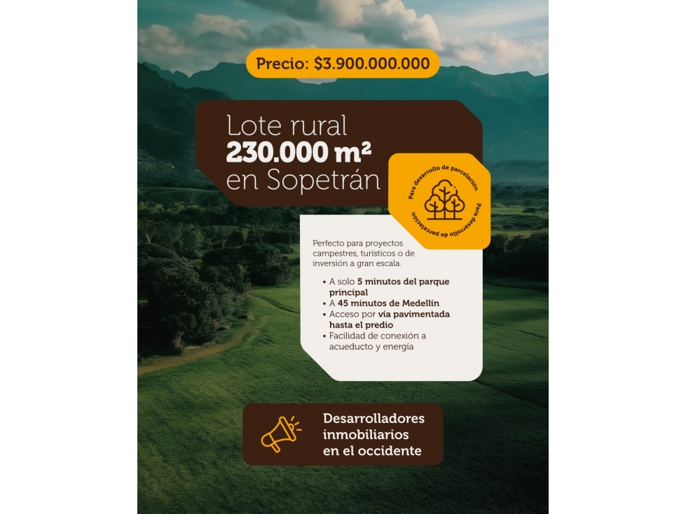 Venta De Lote Rural En Sopetran