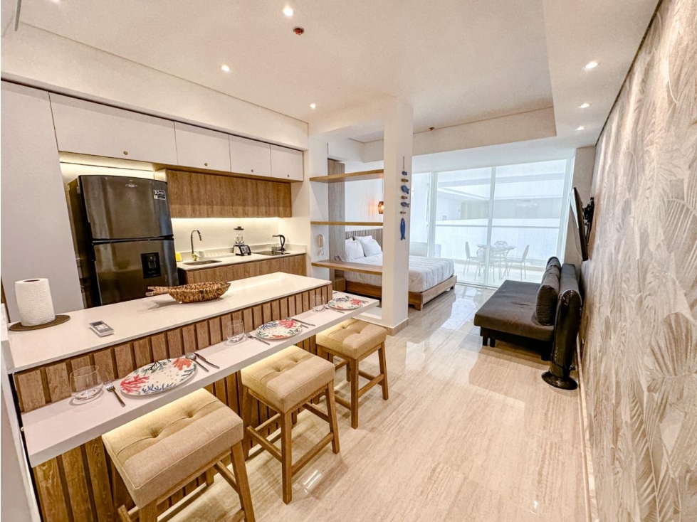 VENTA APARTA-SUITE AMOBLADA EN CARTAGENA BEACH RESORT EN CRESPO