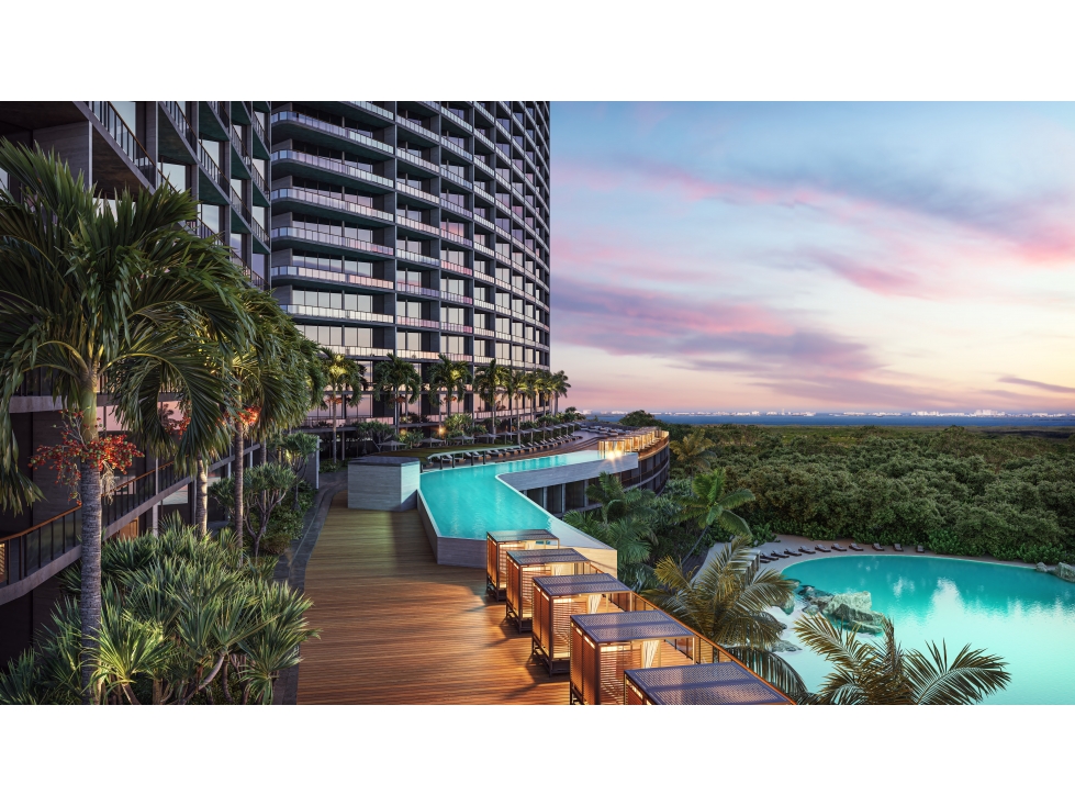 venta de departamentos de lujo con laguna y playa artificial