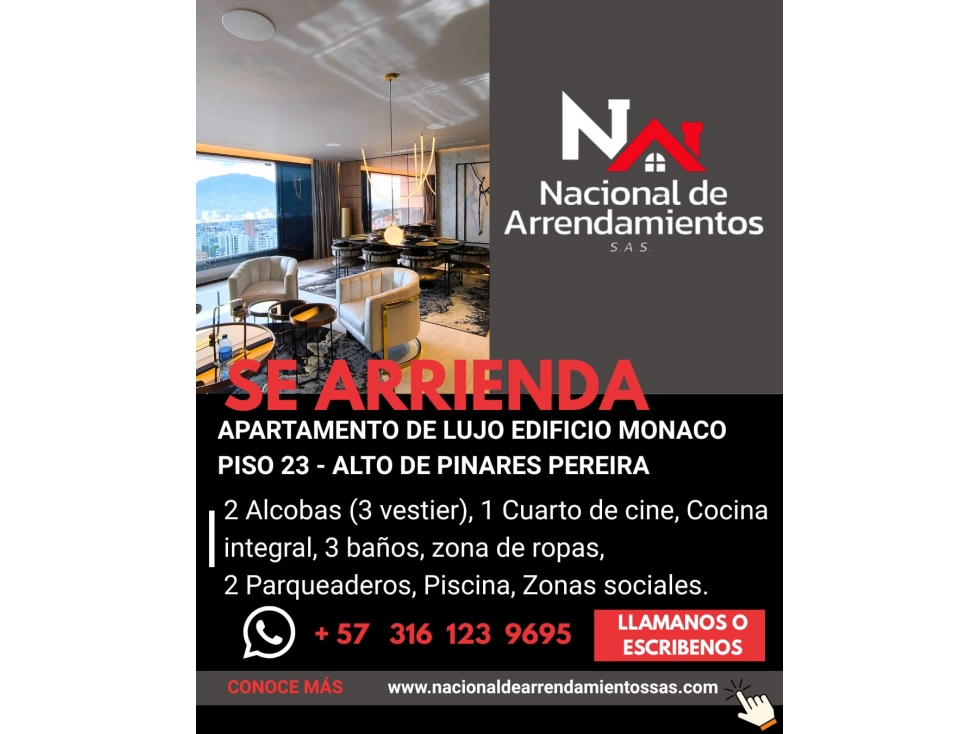APARTAMENTO DE LUJO EN RENTA EN MONACO PINARES PEREIRA