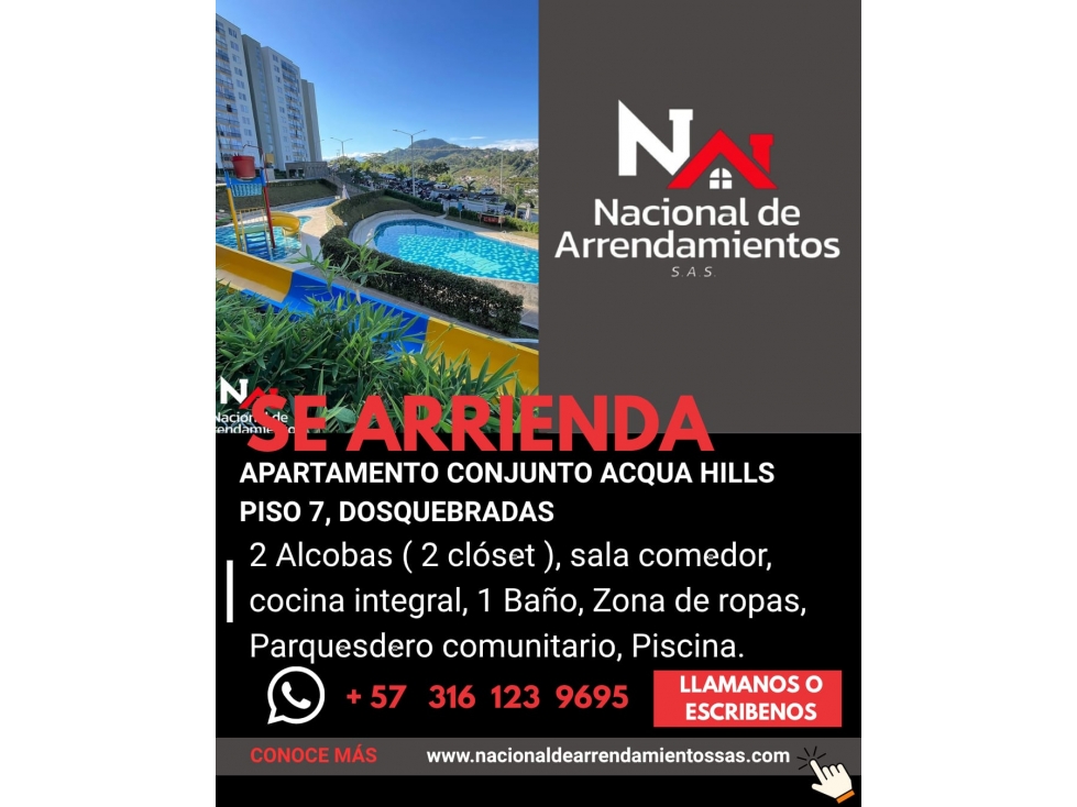 Espectacular apartamento en renta Acqua Hills