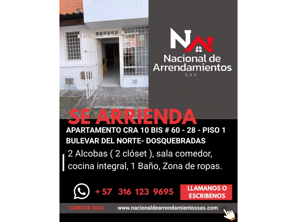 EN RENTA APARTAMENTO EN BULEVAR DEL NORTE EN DOSQUEBRADAS