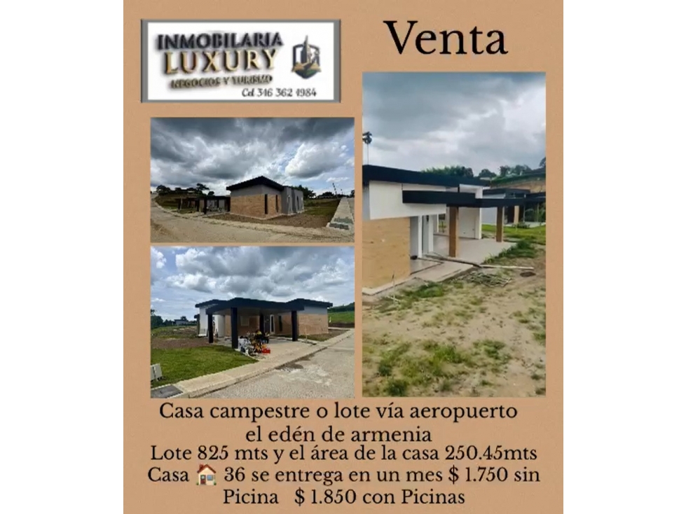 VENDO CASA CAMPESTRE EN CALARCÁ VIA EL EDEN