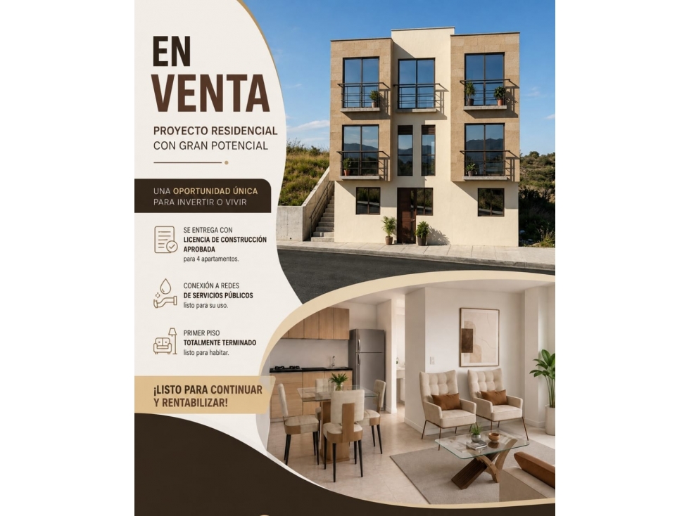 VENDO PROYECTO NUEVO DE APARTAMENTOS