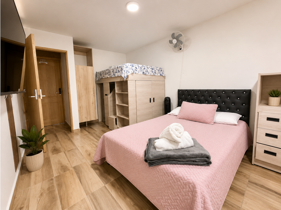 Apartaestudio para 4 personas Cerca a Laureles, Coliving Malibu